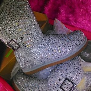 Silver Crystal Rhinestone Boots